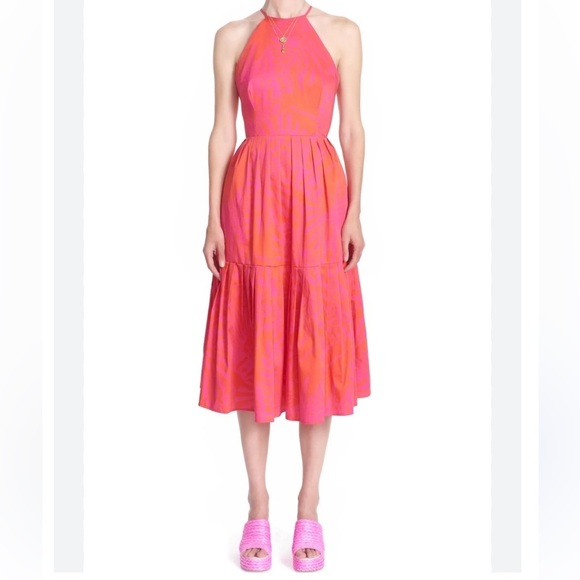 Corey Lynn Calter CHRISLEY DRESS-SHELL Flamingo Open Tie Back Medium New $298 - Picture 3 of 15